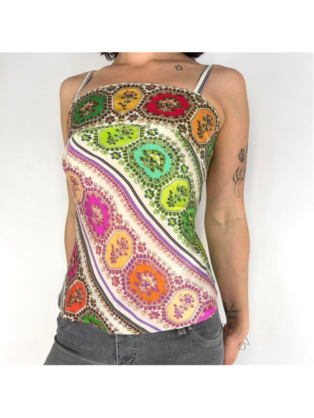 vintage 100% silk Roberto Cavalli rainbow tank top